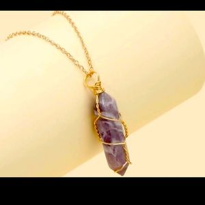 Rainbow Flourite Pendant with Gold Chain